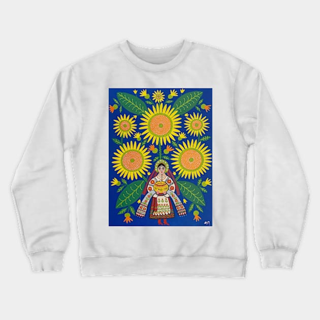 Maria Prymachenko, May I Give This Ukrainian Bread to All People in This Big Wide World, Марія Приймаченко, Українська Паляниця Crewneck Sweatshirt by ZiggyPrint